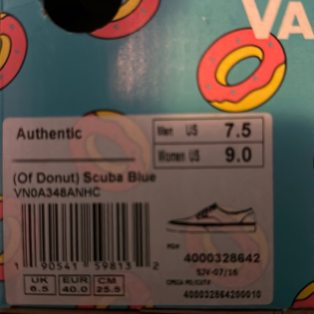 VANS Authentic x Odd Future Donut Scuba Blue Size 7.5 men with Box